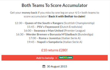 How to win a Both Teams To Score BTTS accumulator, WhatAcca