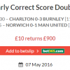 89/1 Correct Score double wins lifts season profit over £4,000!