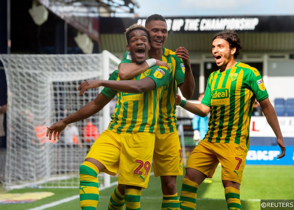 West Brom players celebrate goal vs Luton