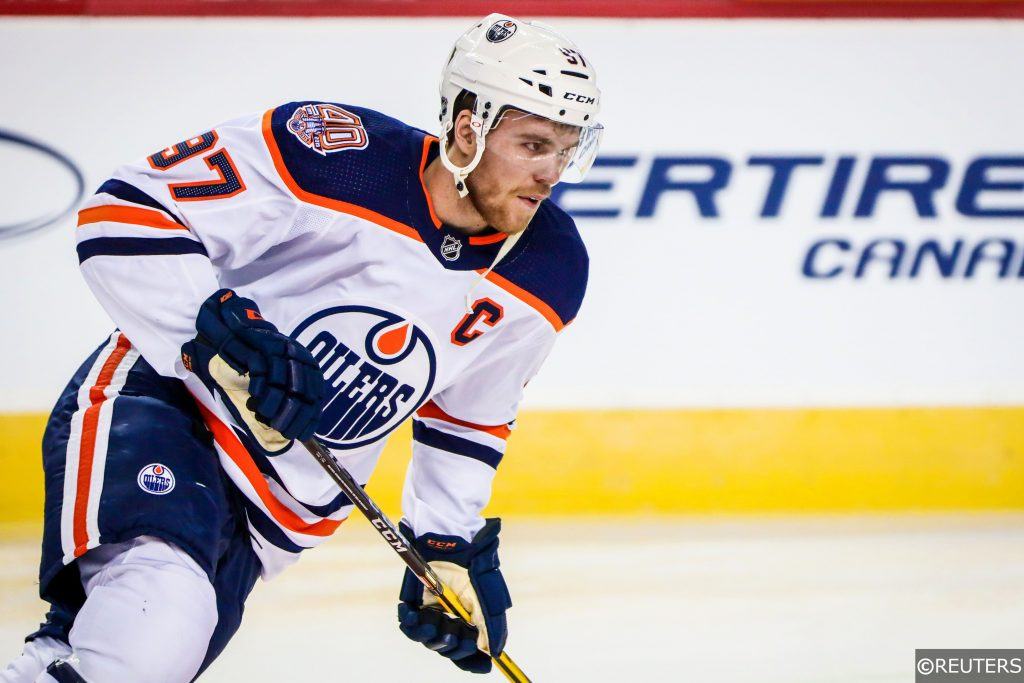 Connor McDavid on the ice for the Edmonton Oilers