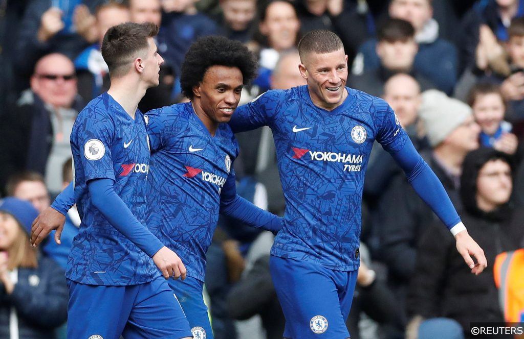 Chelsea's Willian, Ross Barkley and Mason Mount