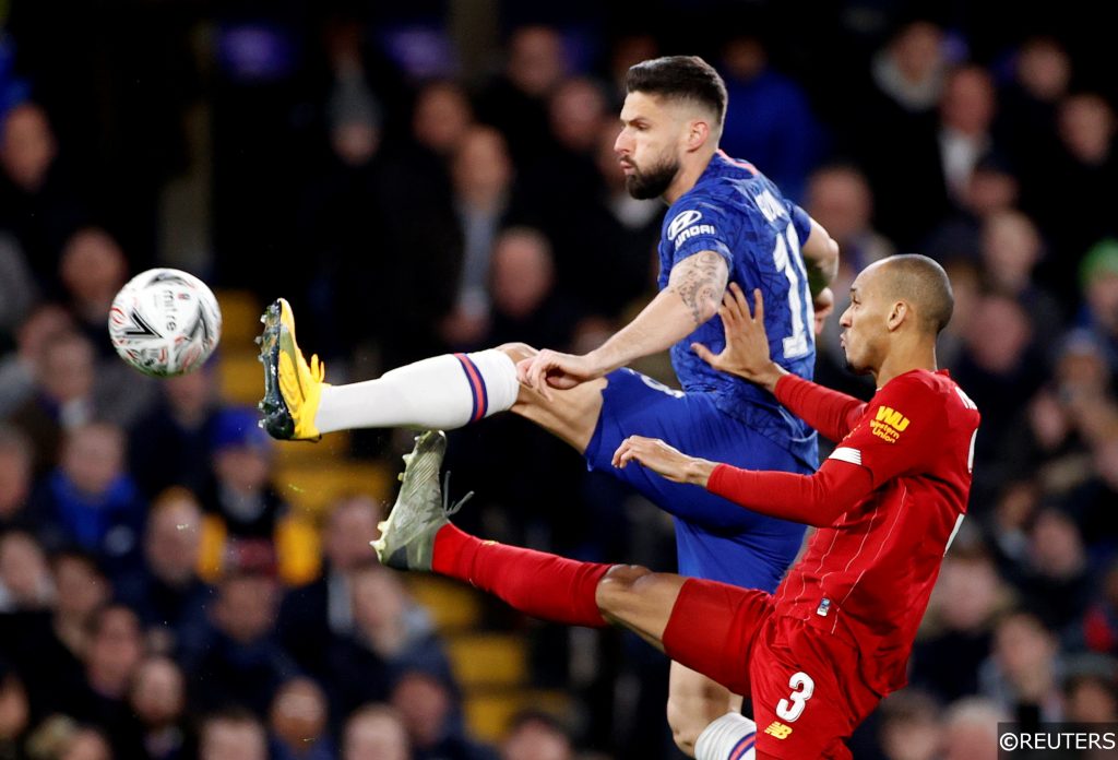 Olivier Giroud Chelsea and Fabinho Liverpool