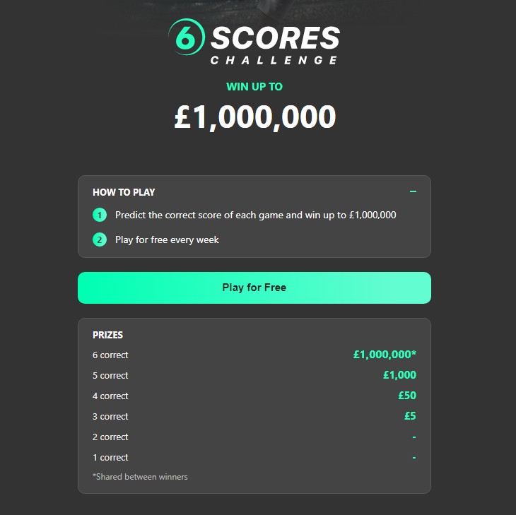 Bet365 6 Scores Challenge  How To Play & Win £1 Milllion Jackpot + 1,000  Free Bet
